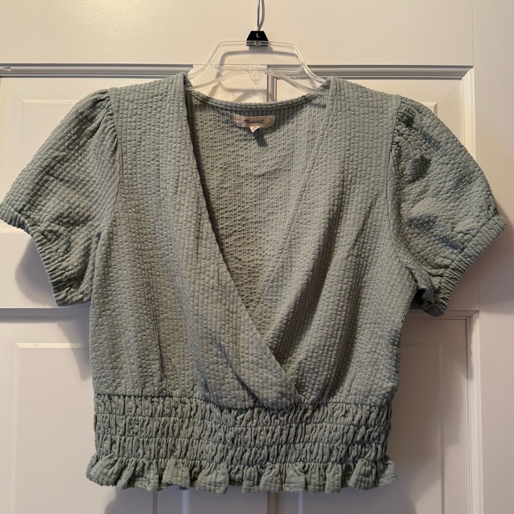 Madewell light green short sleeve crop top